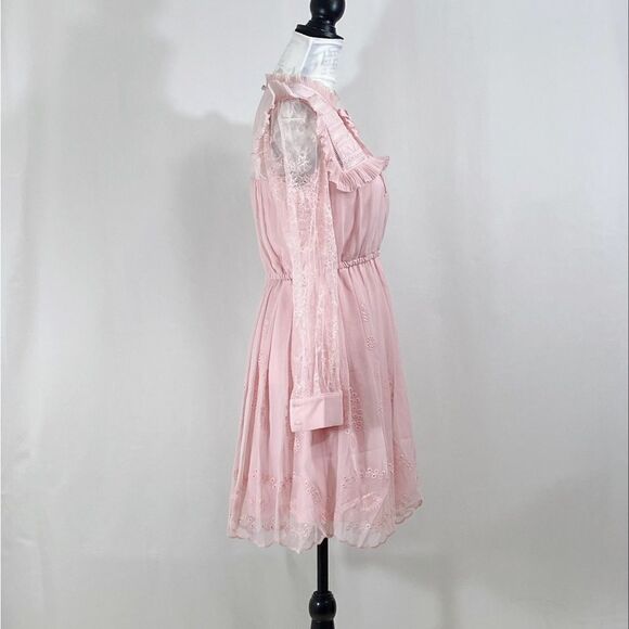 SELF-PORTRAIT Broderie Chiffon Mini Dress size 6 - Picture 6 of 13